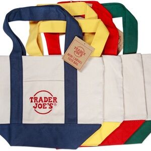 Trader Joe's Mini Canvas Tote Bag - Red NWT